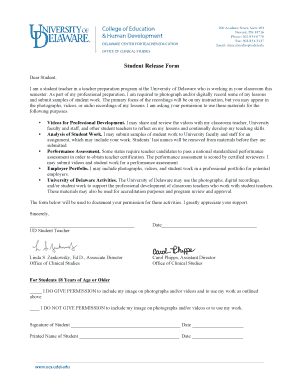 Student Release Form
