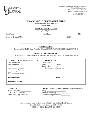 Tuberculosis Skin Test Form