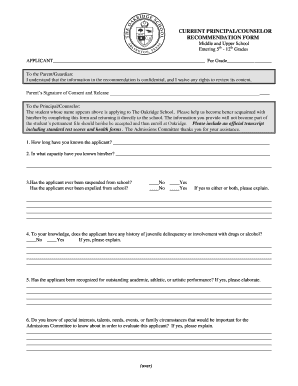 School Recommendation Form