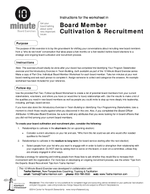 Board Member Cultivation & Recruitment Worksheet