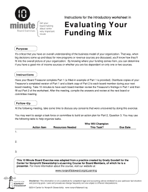 Nonprofit Funding Mix Evaluation Worksheet