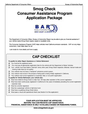 California Smog Check Consumer Assistance Program Application