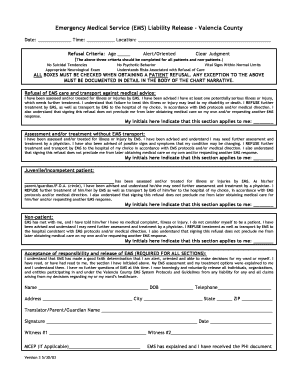 EMS Liability Release Form - Valencia County