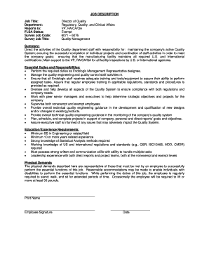 Director of Quality Job Description