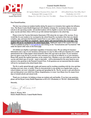 Bryan County School Influenza Vaccine Consent Form