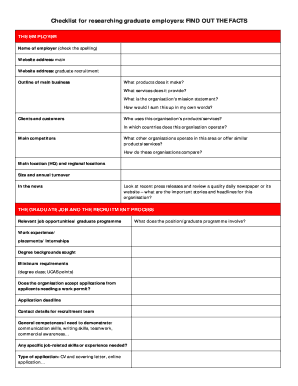 Graduate Employer Research Checklist