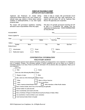 Applicant Data Record Form