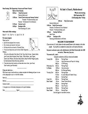 Flower order template - Next Sunday 25th September Harvest and Flower Festival - stlukeschurchmaidenhead org