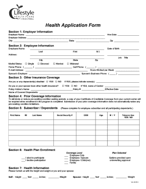 Health Application Form