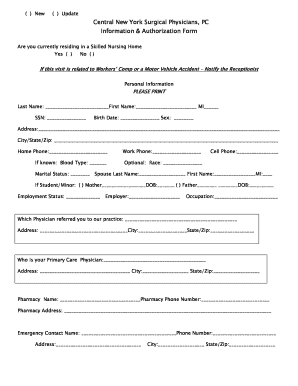 Medical Information and Authorization Form