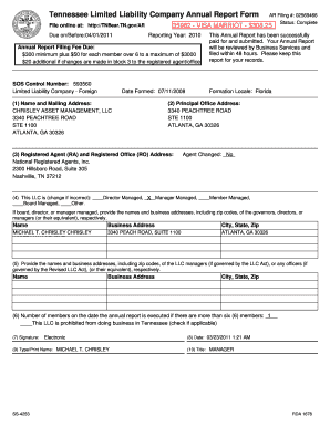 Tennessee LLC Annual Report Form AR