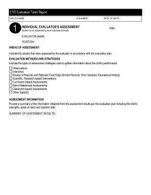 ETR Evaluation Team Report