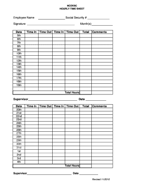Employee Hourly Time Sheet