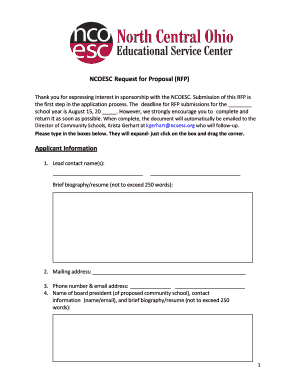 Request for proposal example pdf - NCOESC Request for Proposal (RFP) Applicant Information