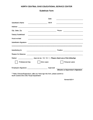 Substitute Form