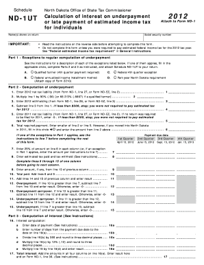 North Dakota ND-1UT Form