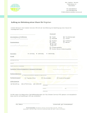 Auftrag zur Einholung eines Visum für Kirgistan