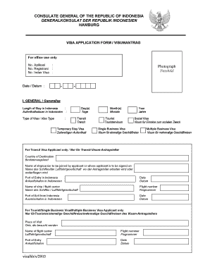 Indonesia Visa Application Form