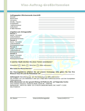 Elektronisches Visa Antrags Formular
