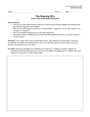 World War I & the 1920s Worksheet