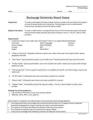 AP World History Exchange Network Board Game