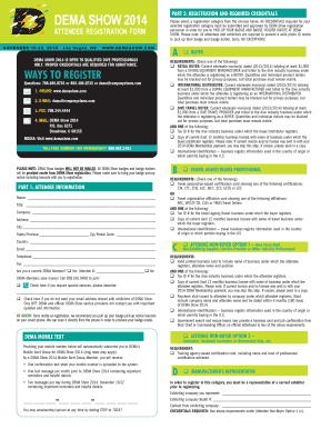 DEMA Show 2014 Attendee Registration Form