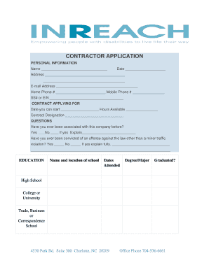 Contractor Application Form