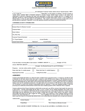 Customer Electronic Debit Authorization