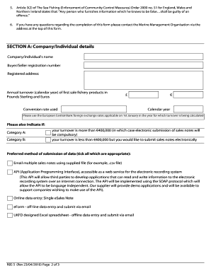 UK Fishery Sales Note Registration Form