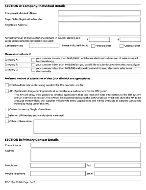 UK Electronic Salesnote System Registration Form