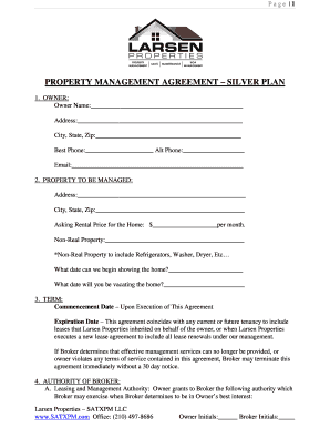 Property Management Agreement - Silver Plan