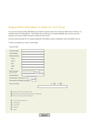 Small Group Health Insurance Request Form