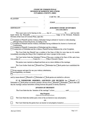 Ohio Divorce Decree No Children