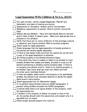 Ohio Legal Separation Form H131