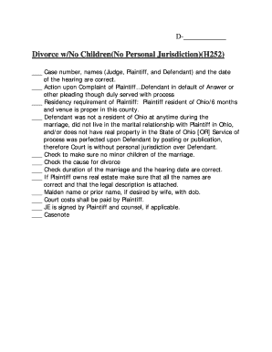 Divorce Without Children No Personal Jurisdiction Form H252