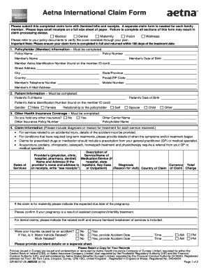 Aetna International Claim Form