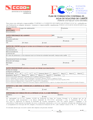 Hoja de solicitud de cursos