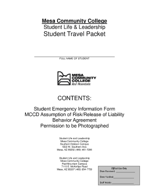 Mesa Community College Student Travel Packet