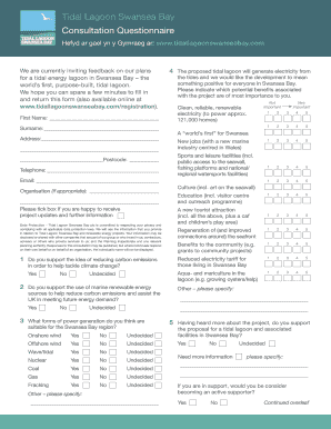 Tidal Lagoon Swansea Bay Consultation Questionnaire
