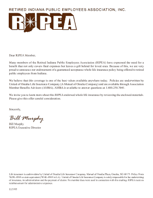 RIPEA Endorsed Guaranteed Acceptance Life Insurance Application