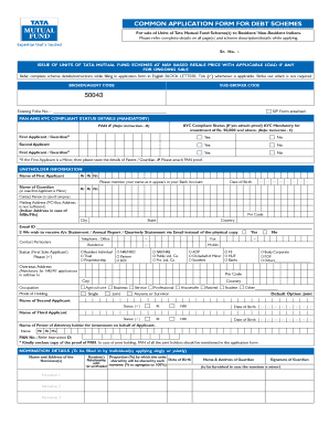 Tata Mutual Fund Debt Scheme Application Form