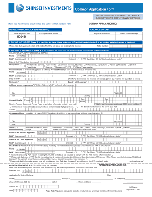 Common Application Form for Shinsei Mutual Fund
