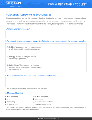 Communications Campaign Message Worksheet