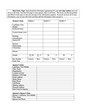 DoDEA Student Registration Form