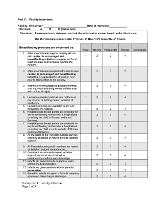 Facility Breastfeeding Practices Interview Form
