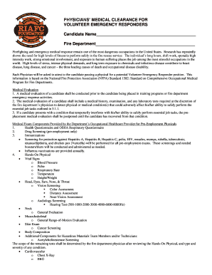 Physicians' Medical Clearance for Volunteer Emergency Responders