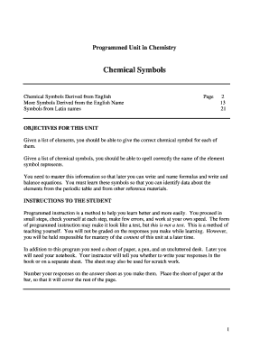 Chemistry Symbols Study Guide