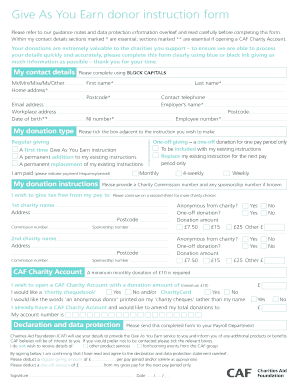 Give As You Earn Donor Instruction Form