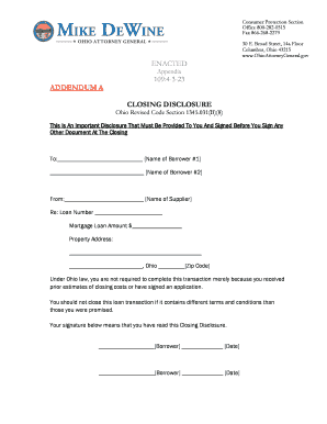 Ohio Closing Disclosure Form