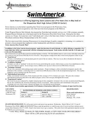 Swim America Registration Form